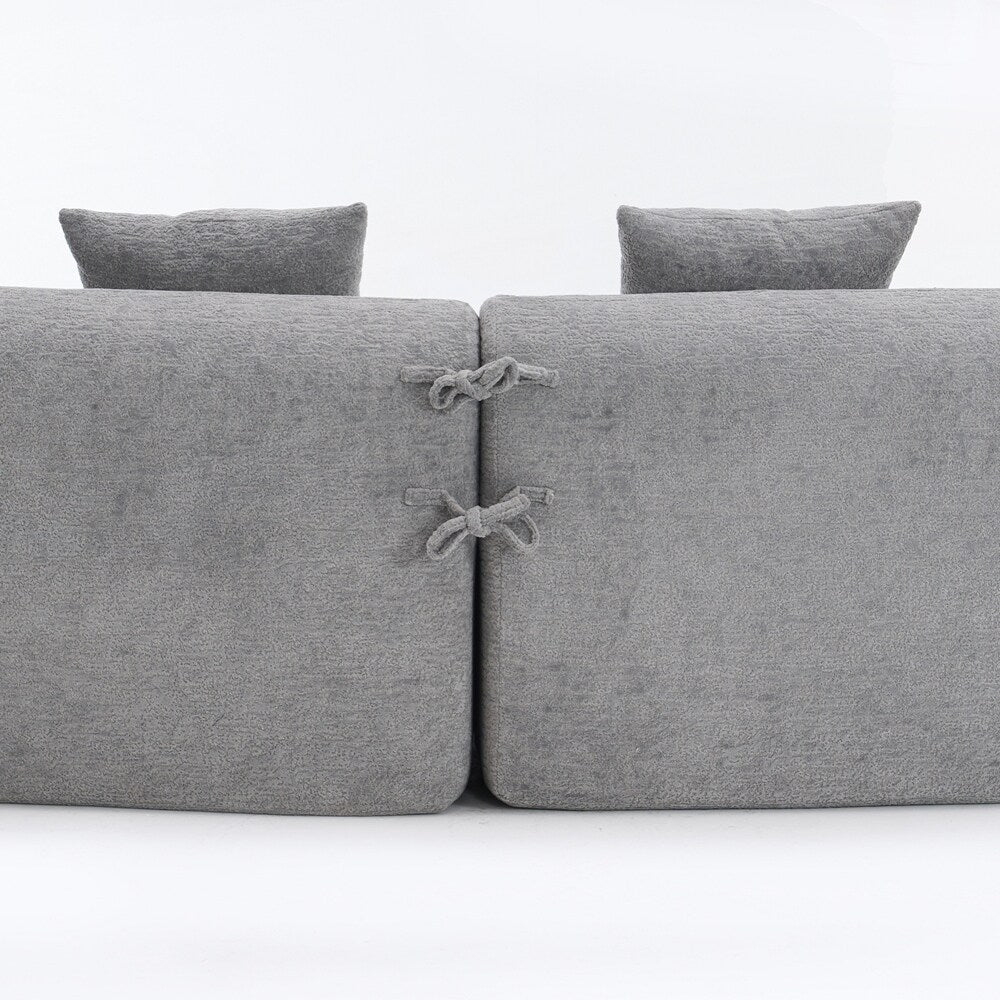 Divano a due posti curvo in spugna a compressione completa bianco