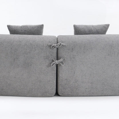 Divano a due posti curvo in spugna a compressione completa bianco