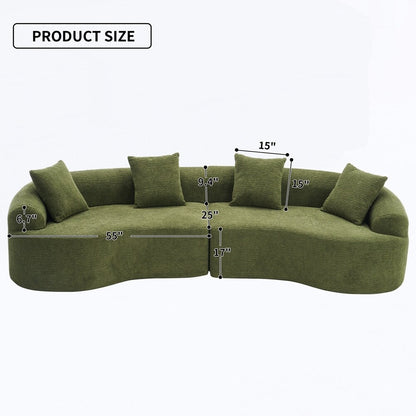 Divano a due posti curvo in spugna a compressione completa bianco