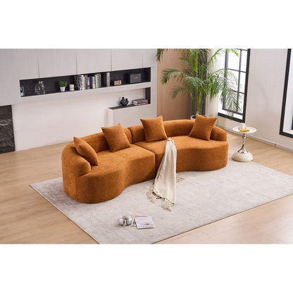 Divano a due posti curvo in spugna a compressione completa bianco