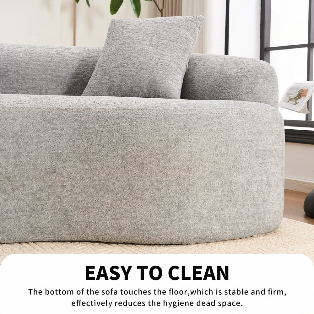 Divano a due posti curvo in spugna a compressione completa bianco