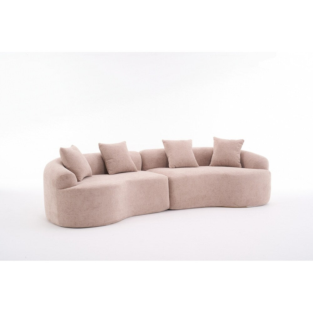 Divano a due posti curvo in spugna a compressione completa bianco