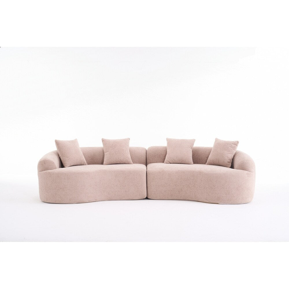 Divano a due posti curvo in spugna a compressione completa bianco