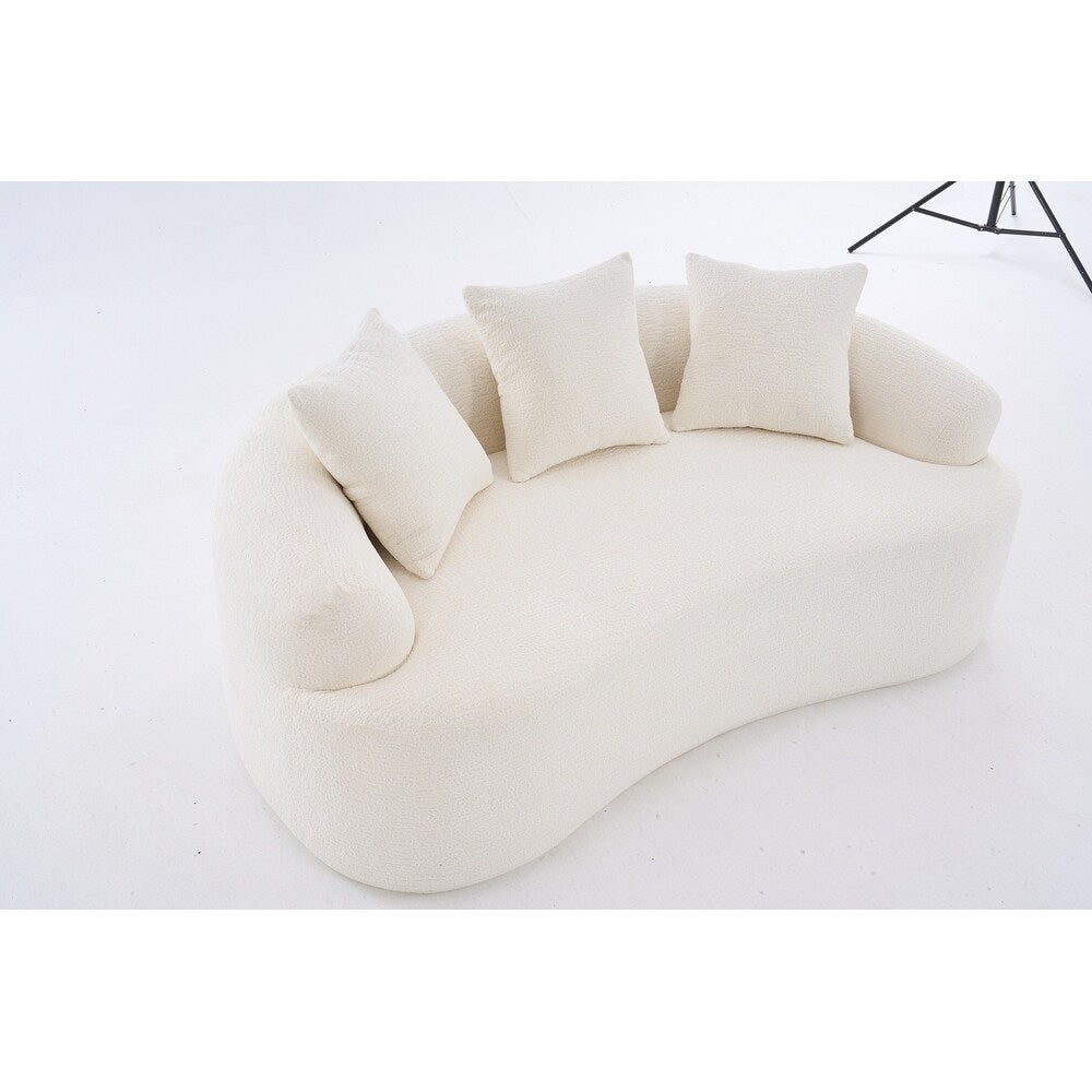 Divano a due posti curvo in spugna a compressione completa bianco