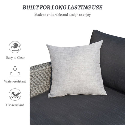 Set da conversazione per patio in vimini per tutte le stagioni, 3 pezzi, componibile per esterni, beige