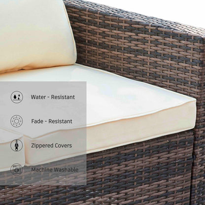 Set da conversazione per patio in vimini per tutte le stagioni, 3 pezzi, componibile per esterni, beige