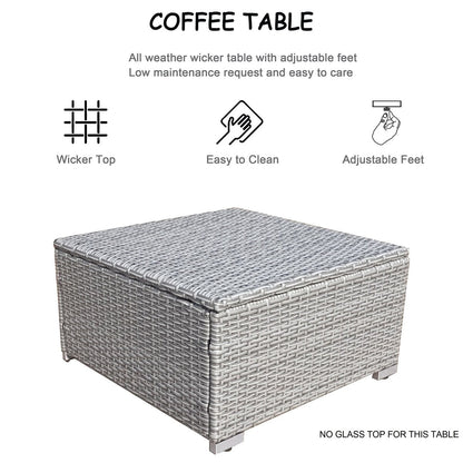 Set da conversazione per patio in vimini per tutte le stagioni, 3 pezzi, componibile per esterni, beige