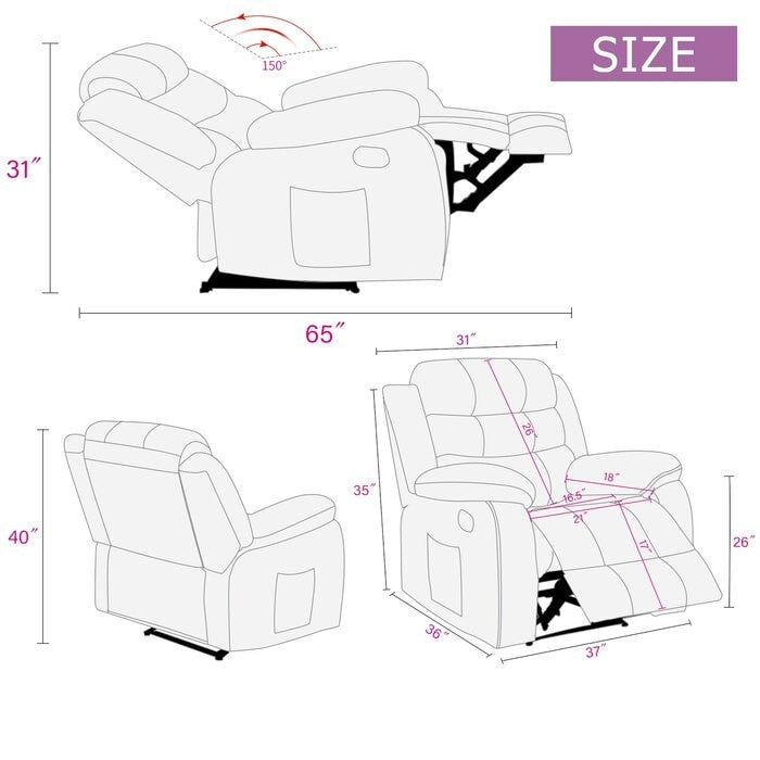 Poltrona massaggiante imbottita con funzione di riscaldamento