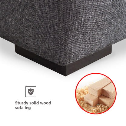 Divano modulare personalizzabile con pouf - Rivestimento in morbido lino e imbottitura in piuma per un relax confortevole