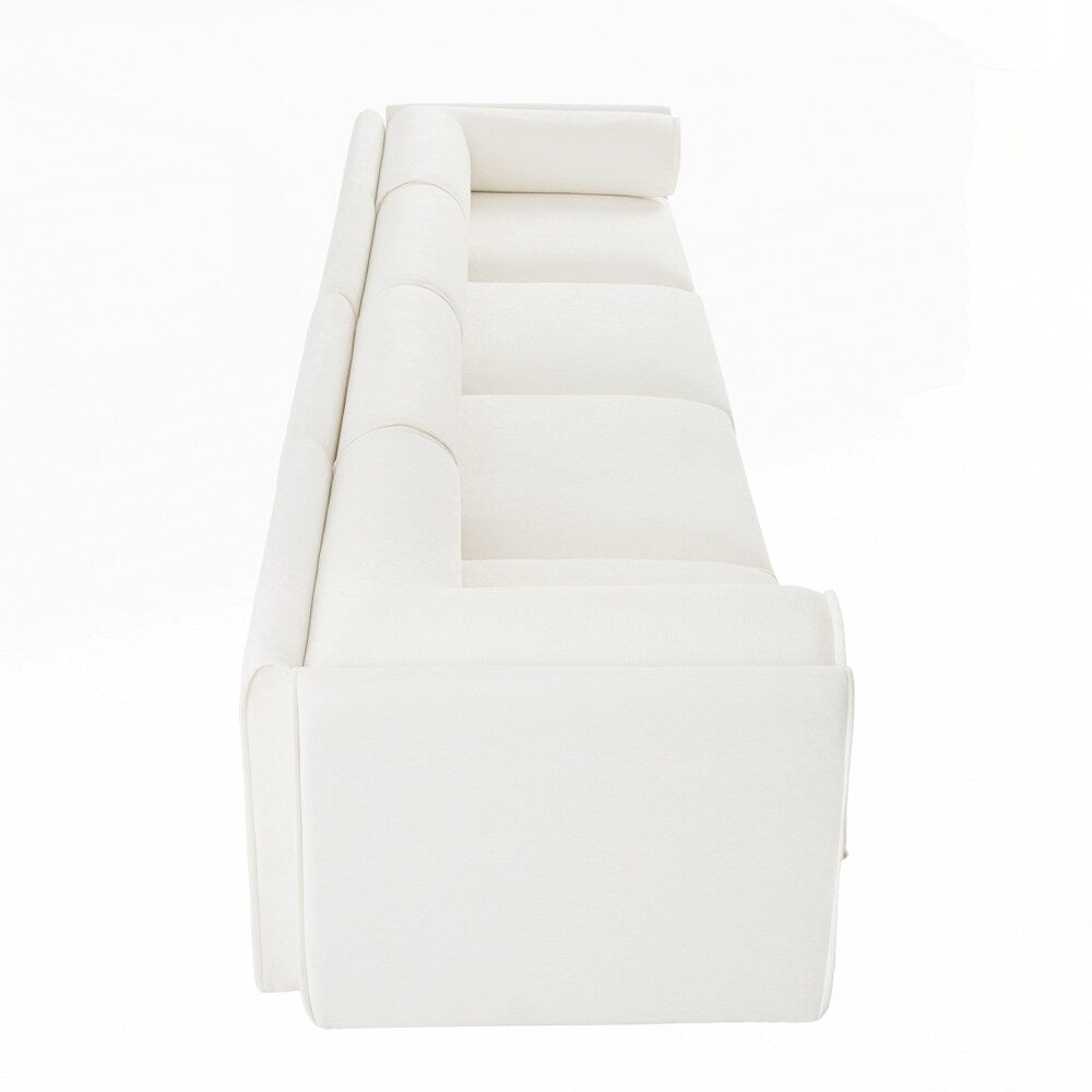 Divano in ciniglia con schienale e braccioli cilindrici e seduta contenitore