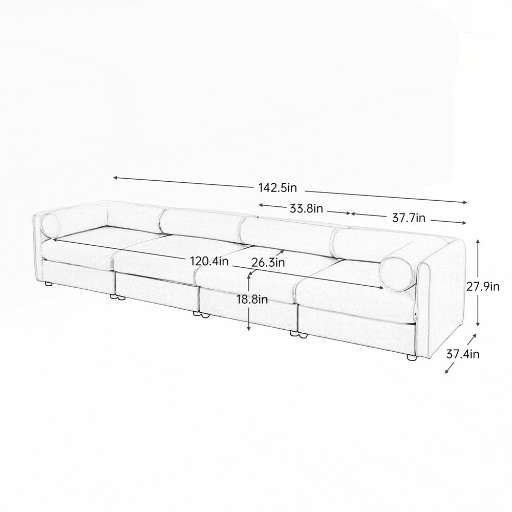 Divano in ciniglia con schienale e braccioli cilindrici e seduta contenitore