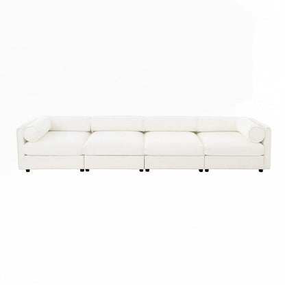 Divano in ciniglia con schienale e braccioli cilindrici e seduta contenitore