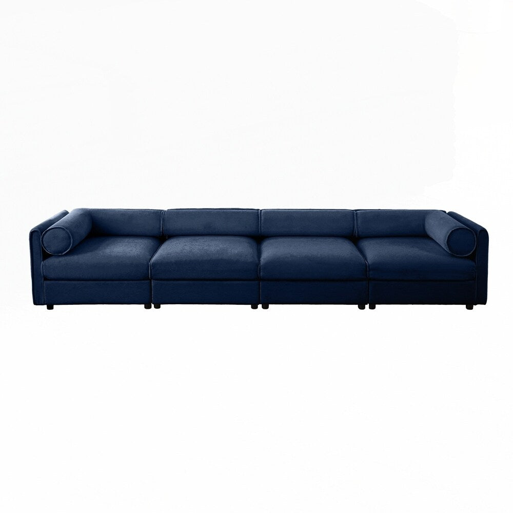 Divano in ciniglia con schienale e braccioli cilindrici e seduta contenitore