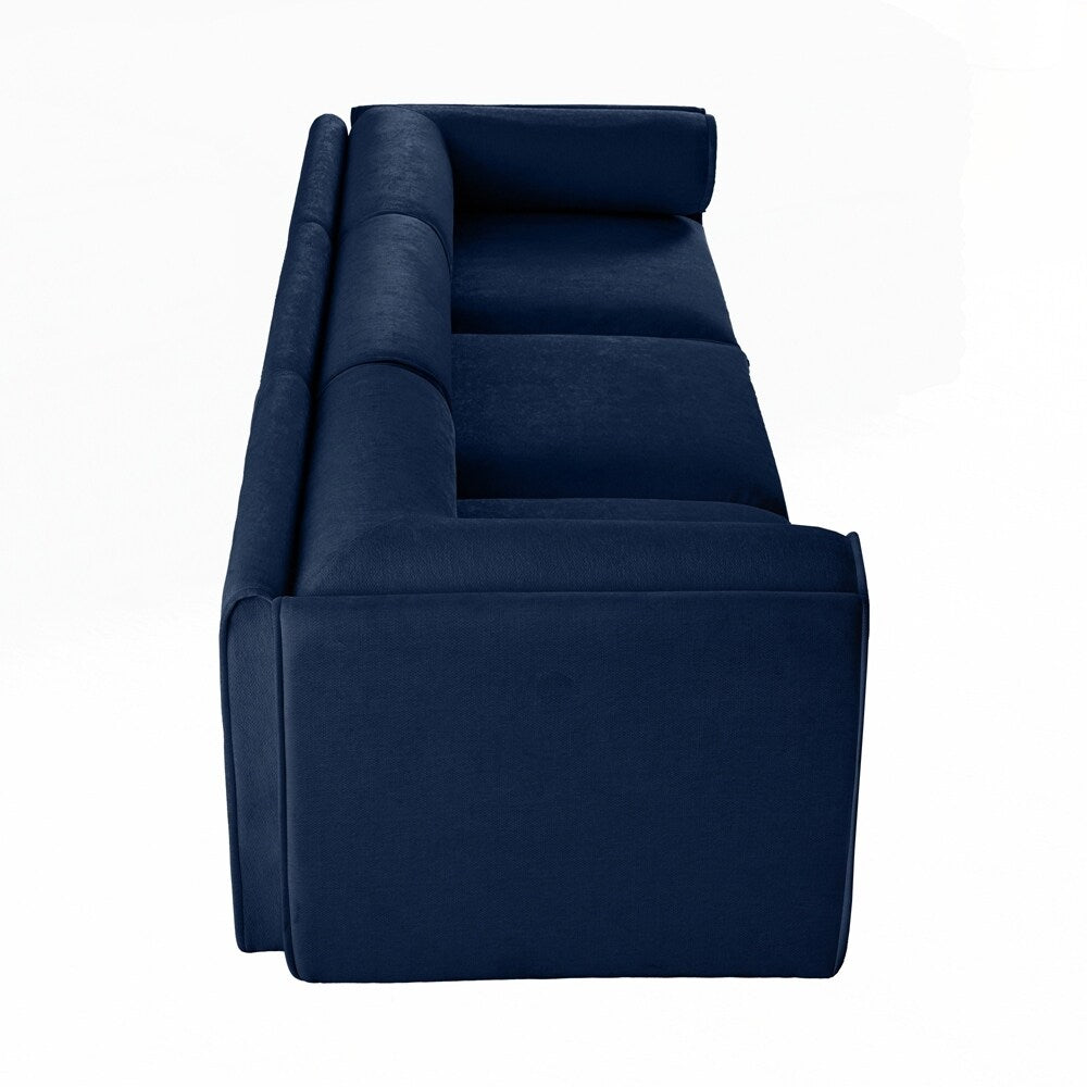 Divano in ciniglia con schienale e braccioli cilindrici e seduta contenitore