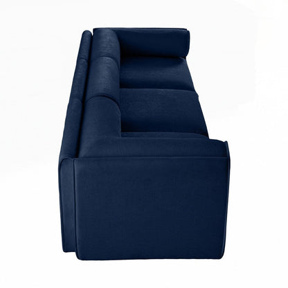 Divano in ciniglia con schienale e braccioli cilindrici e seduta contenitore