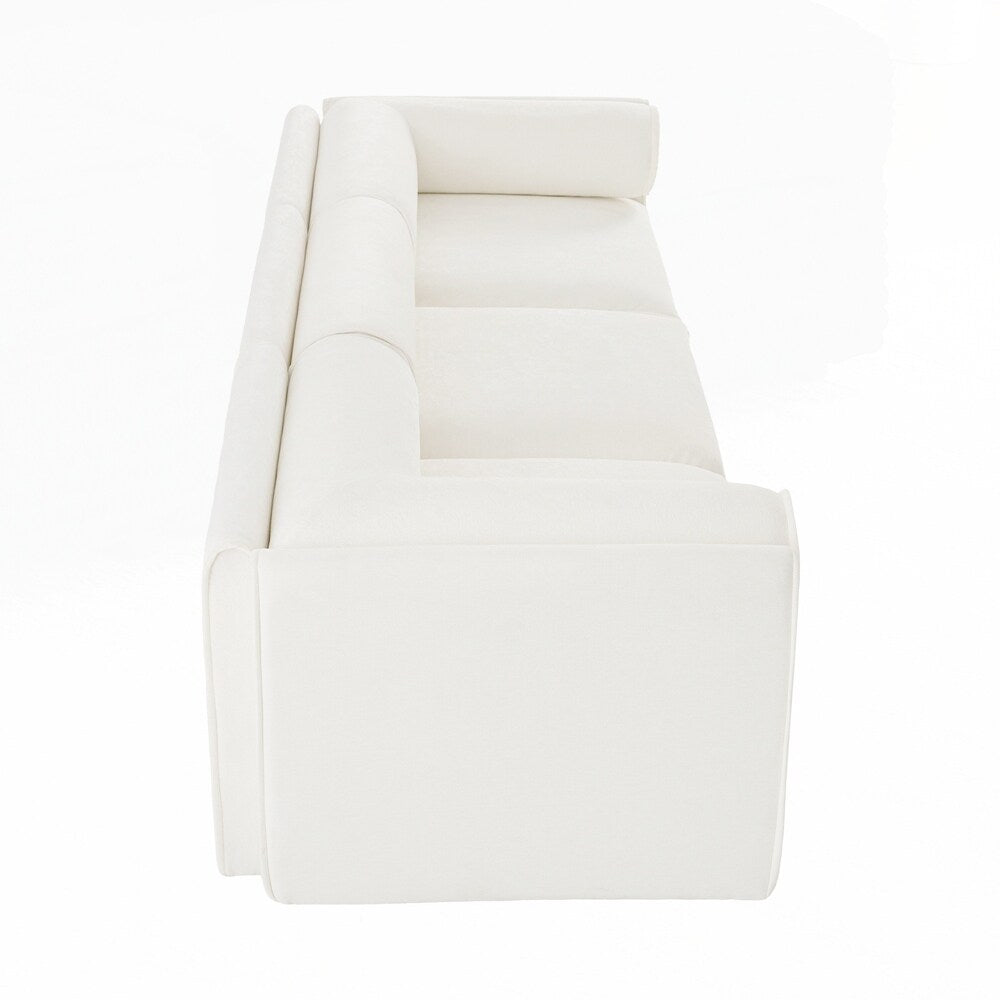 Divano in ciniglia con schienale e braccioli cilindrici e seduta contenitore