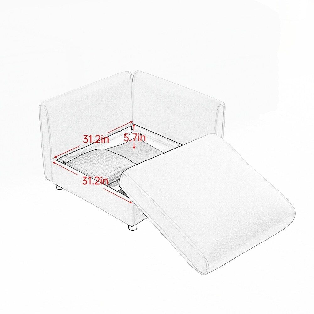 Divano in ciniglia con schienale e braccioli cilindrici e seduta contenitore