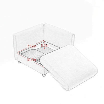 Divano in ciniglia con schienale e braccioli cilindrici e seduta contenitore