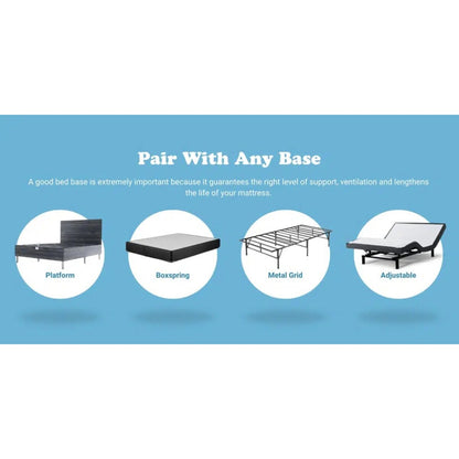 Materasso ibrido Cypress da 10 pollici con memory foam in gel rinfrescante, fodera rimovibile, di BRN