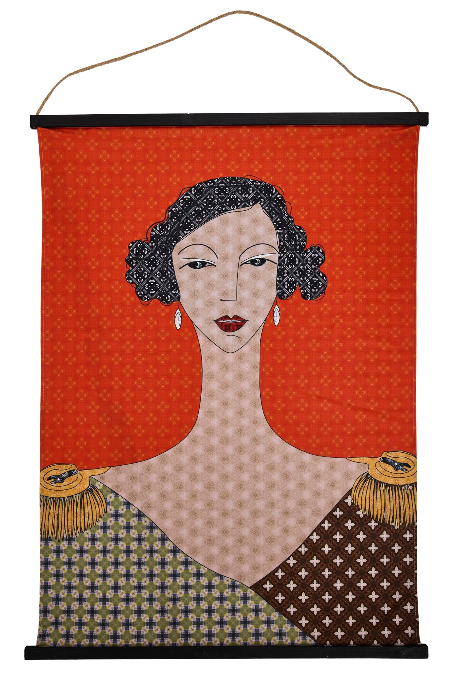 Bientot - Tela Stampa Donna Con Sfondo Arancione 90X120