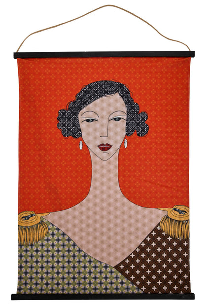 Bientot - Tela Stampa Donna Con Sfondo Arancione 90X120