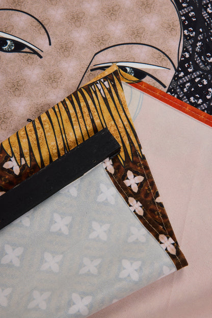 Bientot - Tela Stampa Donna Con Sfondo Arancione 90X120