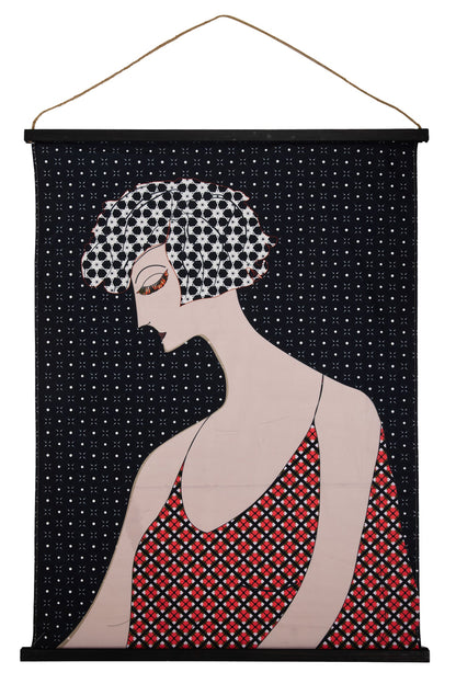 Coucou - Tela Stampa Donna Con Vestito Rosso 90X120