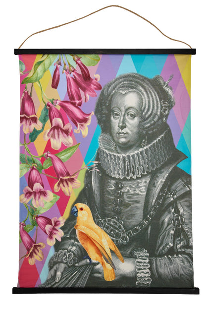 De Rien - Tela Stampa Donna Bianco/Nero E Uccello Giallo 90X120