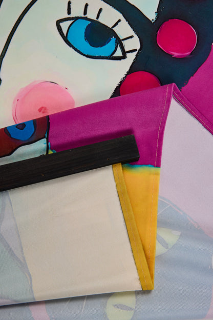 Besito - Tela Stampa Donna Con Gatto Nero 90X120