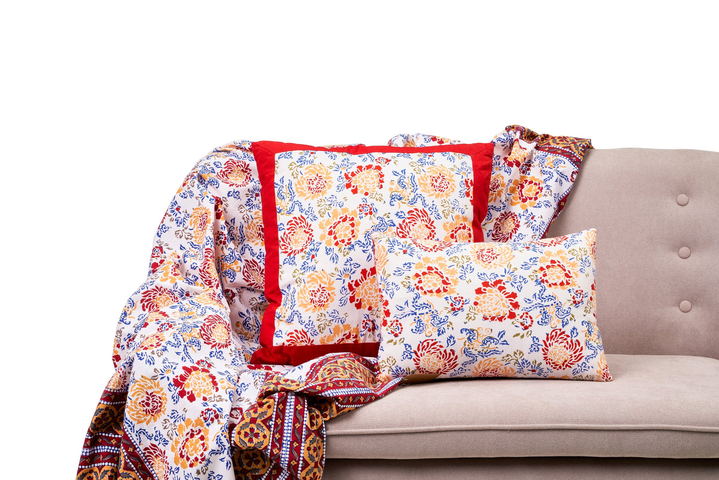 Capoliveri - Mezzero Singolo Decoro Rosso, Blu In Cotone