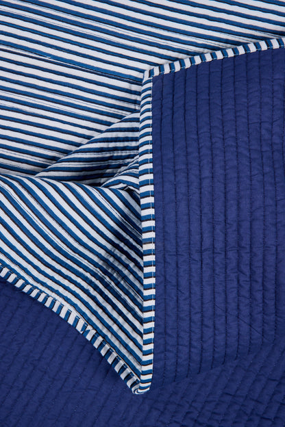 Trapunta - Trapunta Matrimoniale Double Face Riga Blu