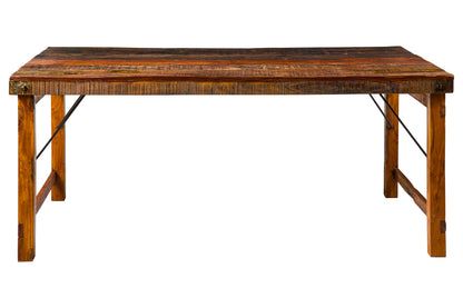 Tavolo da Pranzo in Legno di Recupero con Gambe Pieghevoli