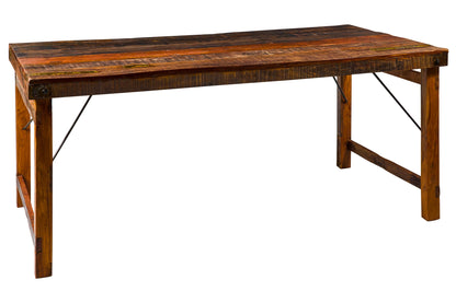 Tavolo da Pranzo in Legno di Recupero con Gambe Pieghevoli