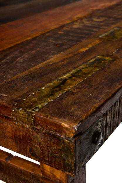 Tavolo da Pranzo in Legno di Recupero con Gambe Pieghevoli