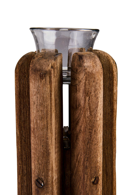 Primitivo - Vasetto Porta Candele In Legno Con Vetro