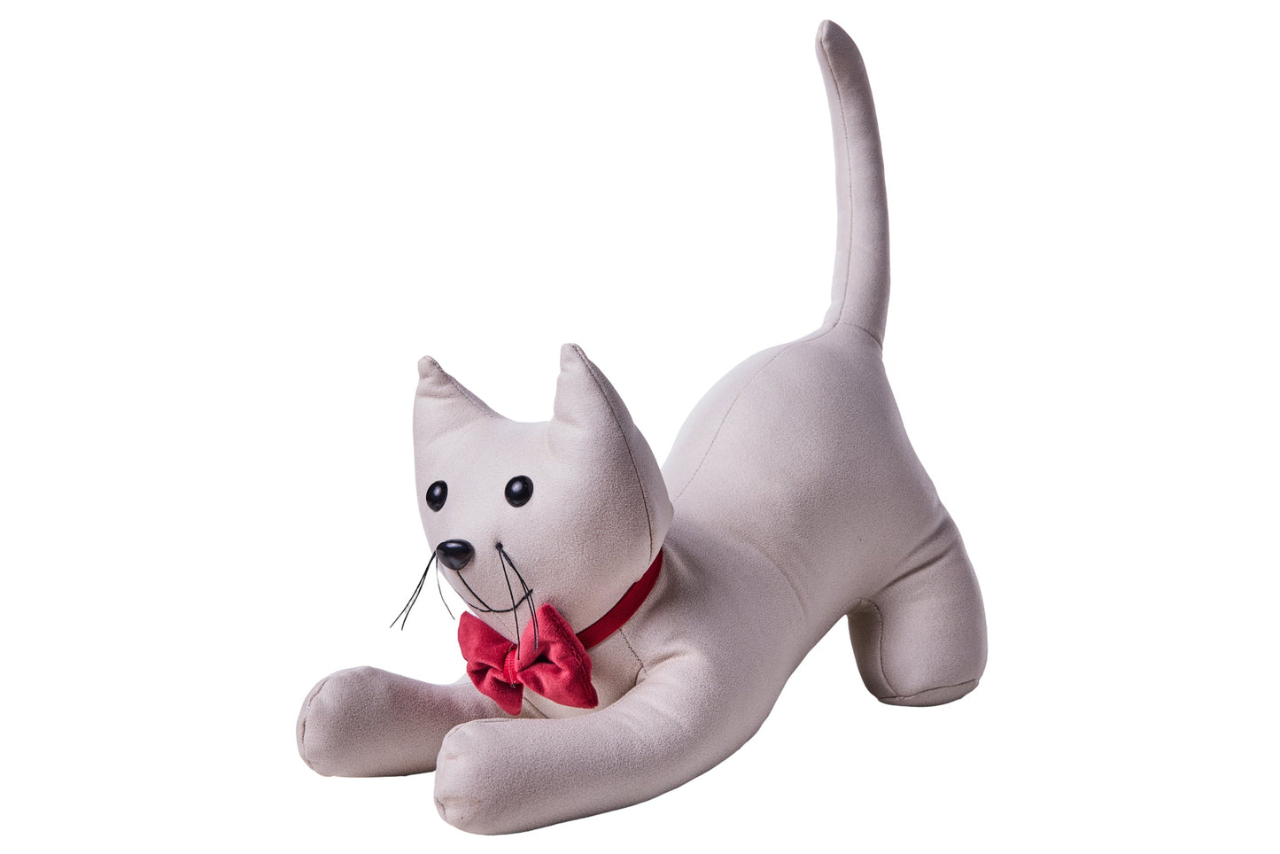 Batentes Portas - Ferma Porta Gatto Bianco Con Collare Rosso