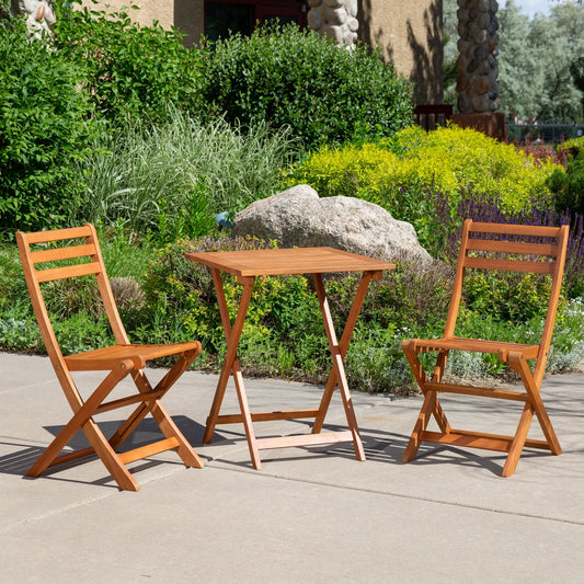DTY Outdoor Living Twin Lakes Set da bistrot in eucalipto da 3 pezzi, quadrato, olio naturale
