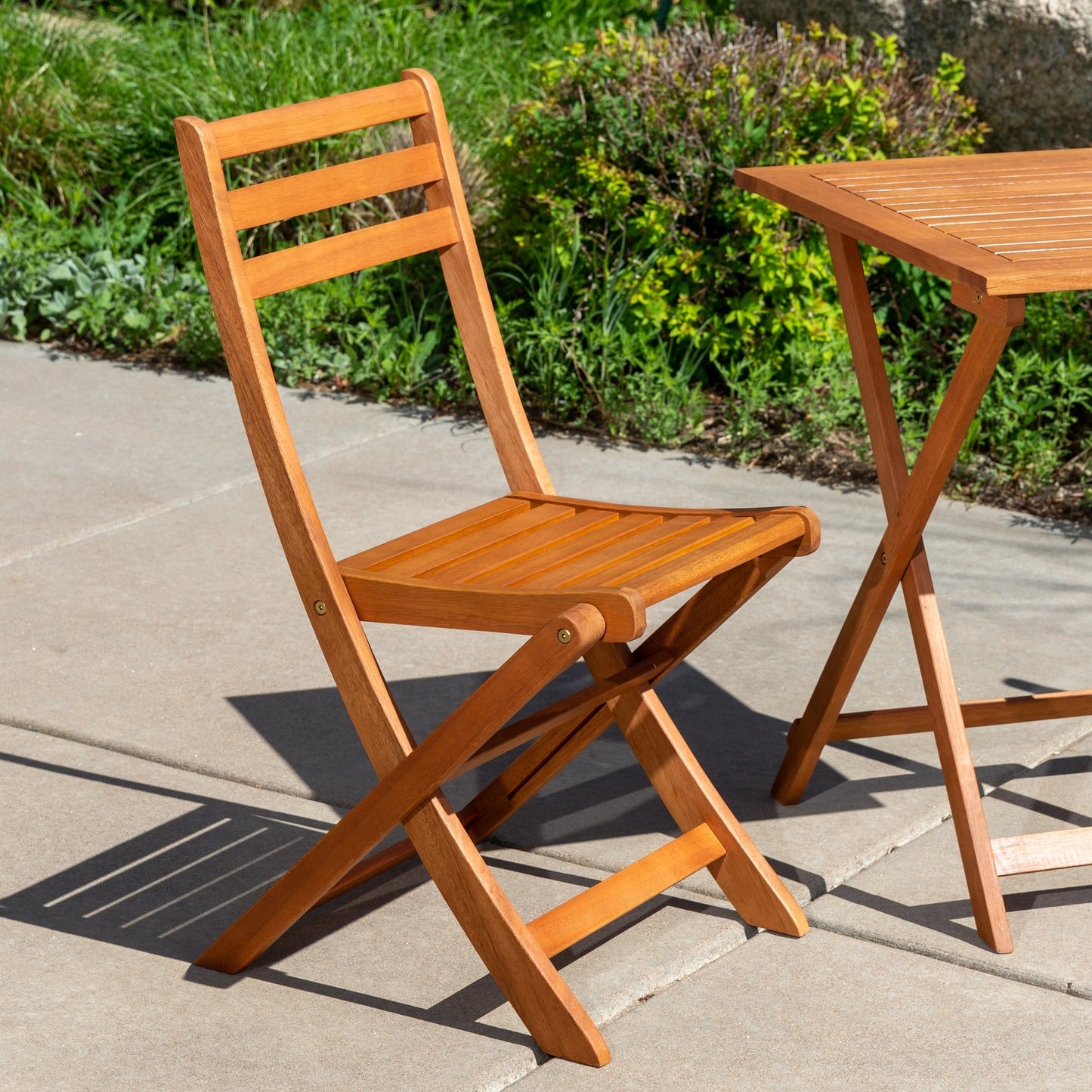 DTY Outdoor Living Twin Lakes Set da bistrot in eucalipto da 3 pezzi, quadrato, olio naturale