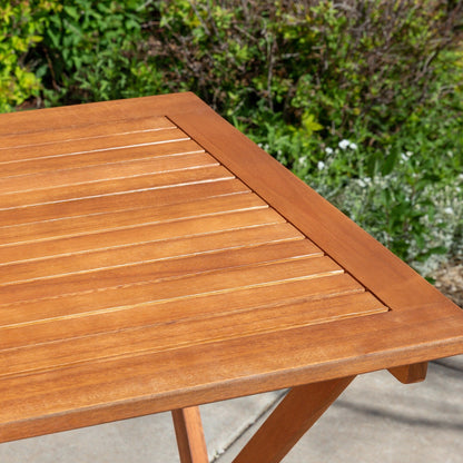 DTY Outdoor Living Twin Lakes Set da bistrot in eucalipto da 3 pezzi, quadrato, olio naturale