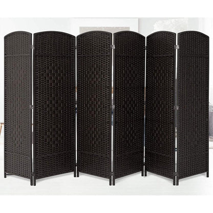 Divisorio per ambienti, divisorio pieghevole in fibra intrecciata, alto 6 piedi, indipendente