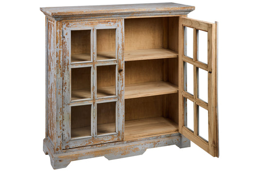 Heloise - Buffet 2 Porte Con Vetri Grigio Grigio Vintage