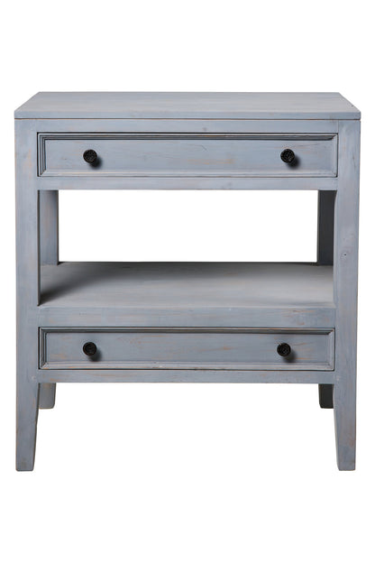 Heloise - Mobiletto Comodino 2 Cassettini Grigio Vintage