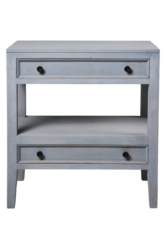 Heloise - Mobiletto Comodino 2 Cassettini Grigio Vintage