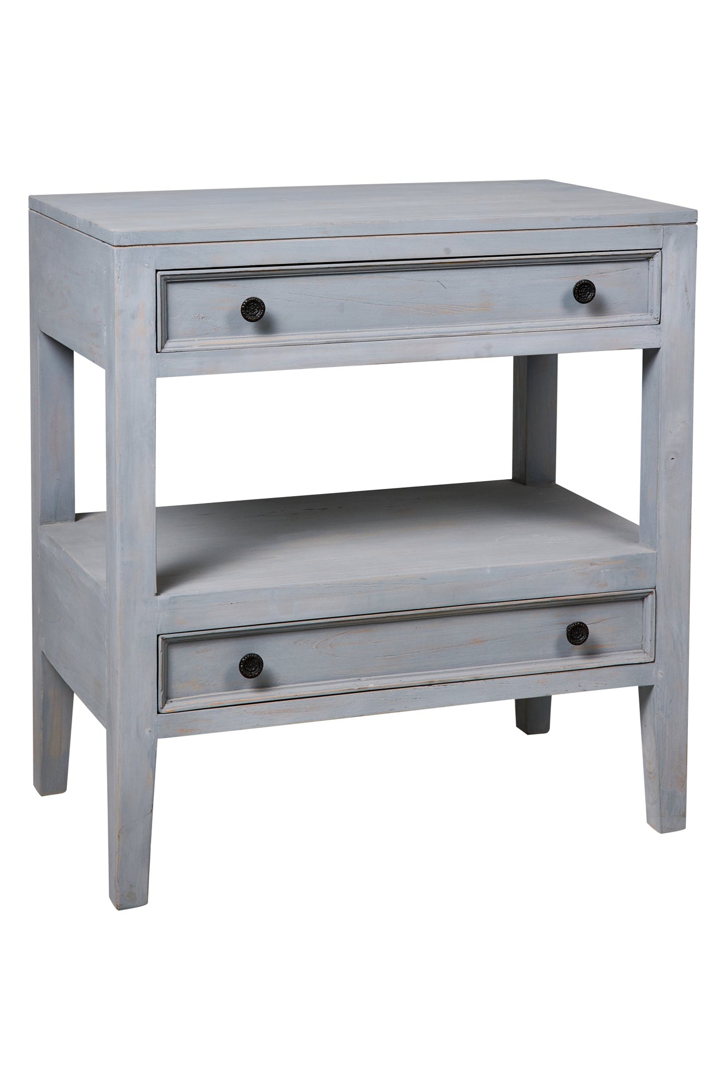 Heloise - Mobiletto Comodino 2 Cassettini Grigio Vintage