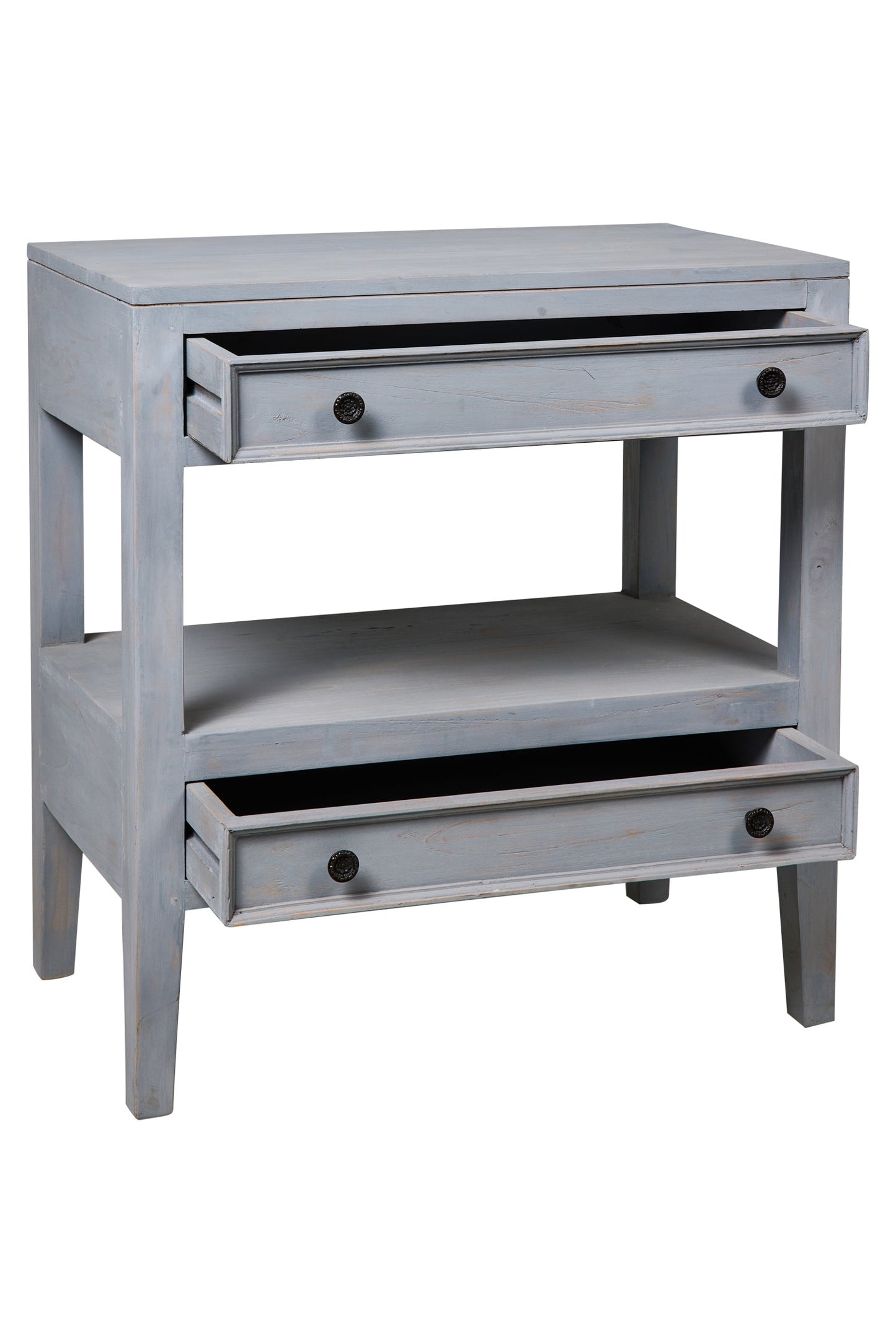 Heloise - Mobiletto Comodino 2 Cassettini Grigio Vintage