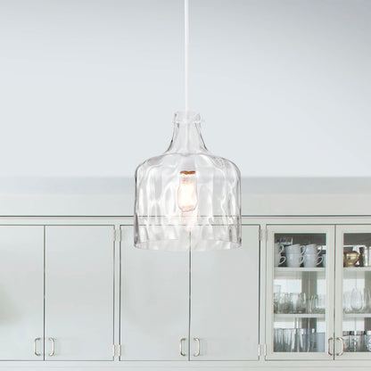 Lampada a sospensione singola in vetro trasparente con fossette Daelan - 12 pollici