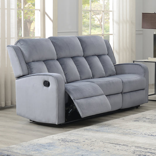 Divano reclinabile imbottito in tessuto grigio-blu Dale