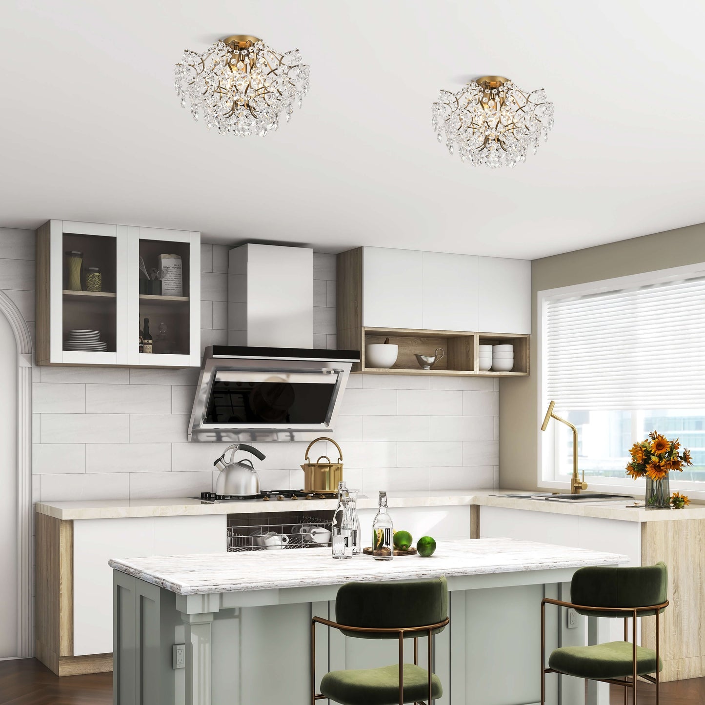 Dalia Elegante lampada da soffitto a 3 luci in cristallo per interni