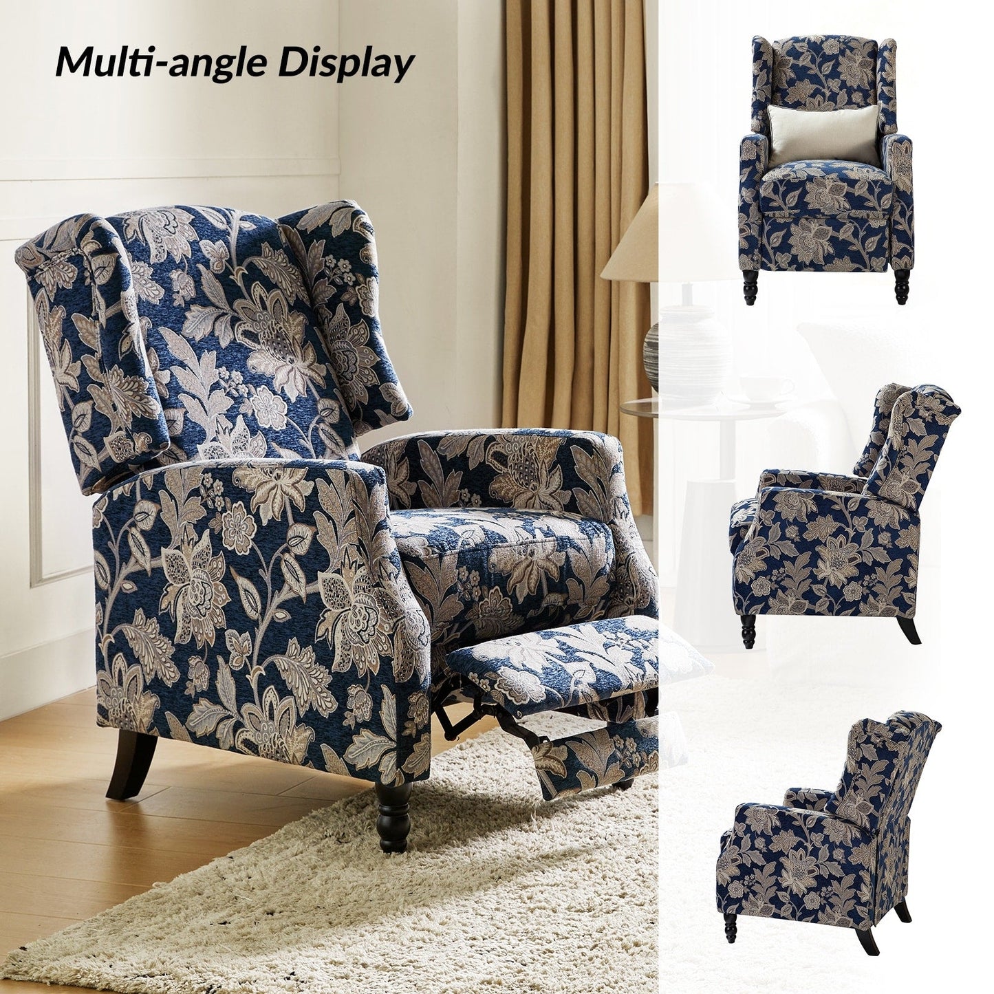 Poltrona reclinabile manuale Damaris Mid-Century Modern con schienale alto, set da 2 di HULALA HOME