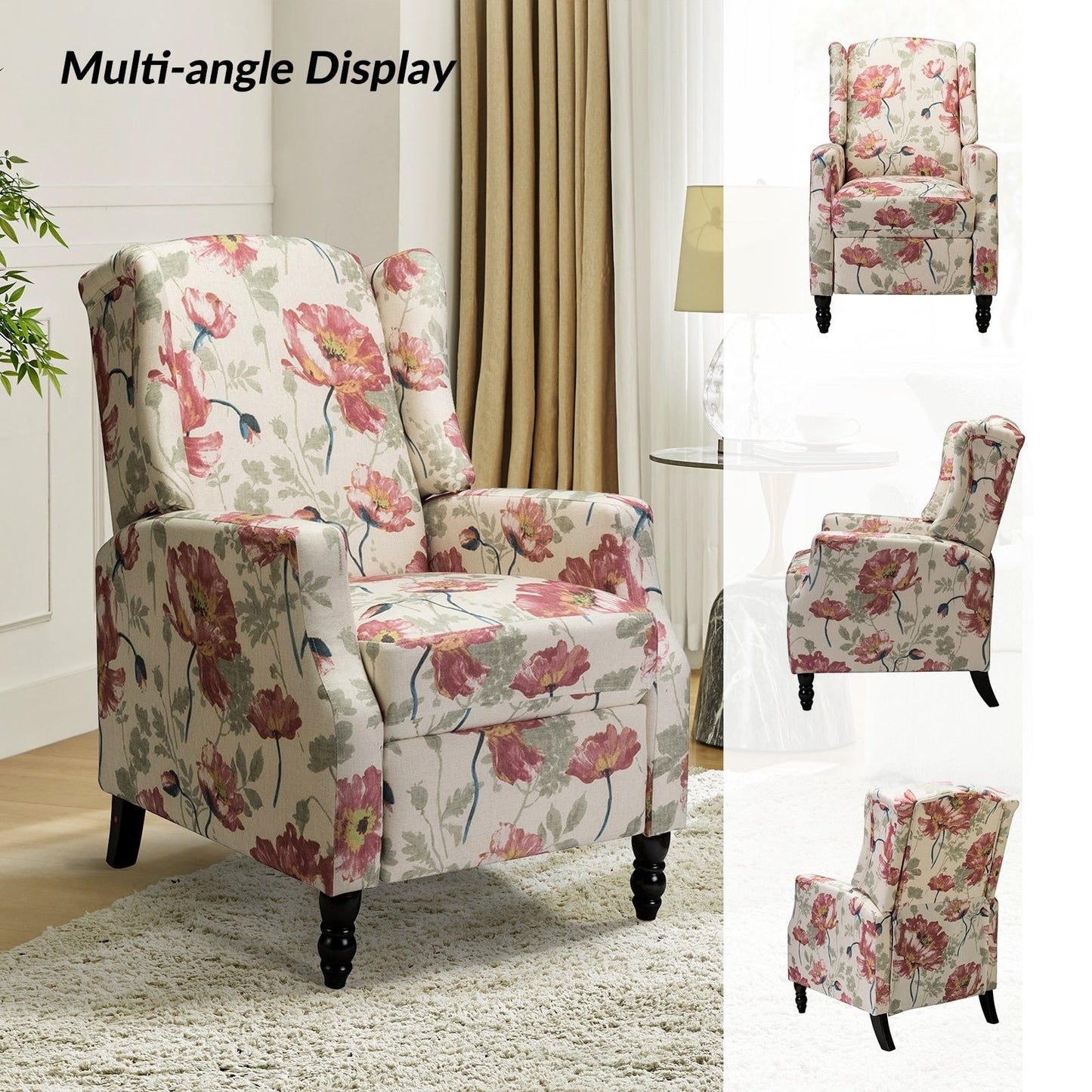 Poltrona reclinabile manuale Damaris Mid-Century Modern con schienale alto, set da 2 di HULALA HOME